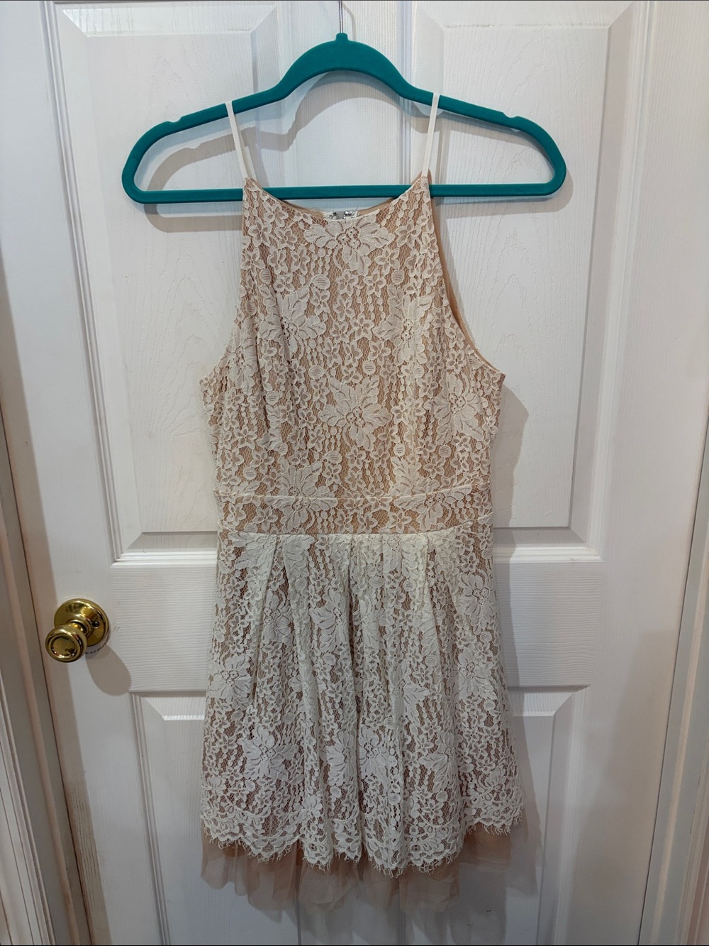 Soprano Cream Lace Overlay A-Line Dress